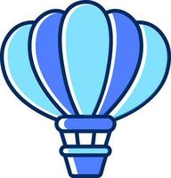 Hot air balloon icon in blue and white color. vector