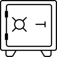 Safe box or locker icon in black line art. vector