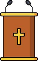 Christian Symbol with Podium icon in brown and yellow color. vector