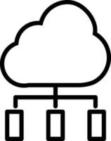 Cloud computing icon in black thin line art. vector