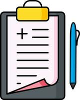 Medical notepad with pen icon in flat style. vector