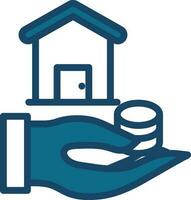 Blue And White Home Investment Icon. vector