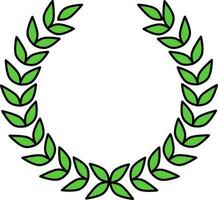 Laurel Wreath Green Icon In Flat Style. vector