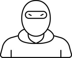 Criminal Wearing Mask Icon In Black Outline. vector