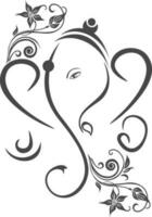 Floral pattern calligraphic style lord ganesha face. vector