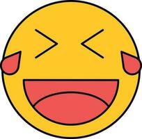Illustration Of Laughing Face With Tears Icon In Red And Yellow Color. vector