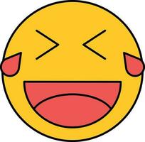 Illustration Of Laughing Face With Tears Icon In Red And Yellow Color. vector