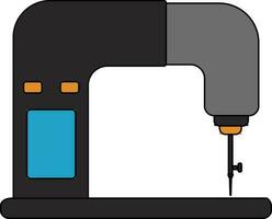 Sewing machine in grey and blue color. vector