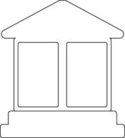 Illustration of cinema building in black line art. vector