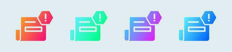 correo no deseado sólido icono en degradado colores. advertencia señales vector ilustración.