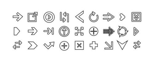 arrows set icon vector. line style arrows set collection vector
