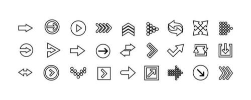 set arrows vector icon solid black style icon