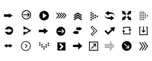 conjunto flechas vector icono sólido negro estilo icono
