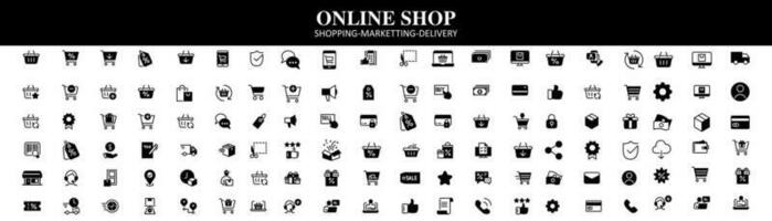 online shop icon set vector