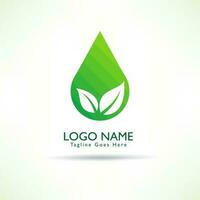 creative logo green leaf drop water. vector