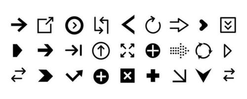 set arrows vector icon solid black style icon