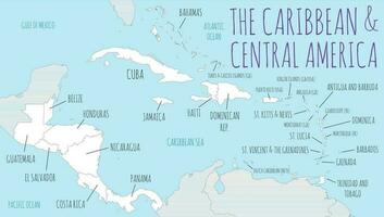 Political Caribbean and Central America Map vector illustration with countries in white color. Editable and clearly labeled layers.