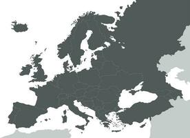 Political blank map of Europe in gray color with white background. Vector illustration