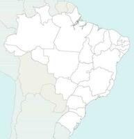 Vector blank map of Brazil with states and administrative divisions, and neighbouring countries and territories. Editable and clearly labeled layers.