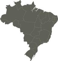 Vector blank map of Brazil with regions or states and administrative divisions. Editable and clearly labeled layers.