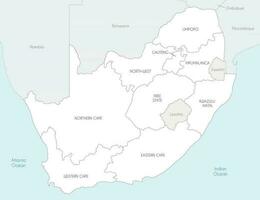 Vector map of South Africa with provinces and administrative divisions, and neighbouring countries. Editable and clearly labeled layers.