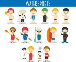 Vector Set of Watersports in cartoon style