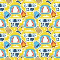 Summer Camp Seamless Pattern Design of Camping and Traveling Element in Template Hand Drawn Cartoon Flat Illustration vector