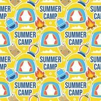 Summer Camp Seamless Pattern Design of Camping and Traveling Element in Template Hand Drawn Cartoon Flat Illustration vector