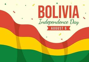 Bolivia Independence Day Vector Illustration on 6 August with festival National Holiday in Flat Cartoon Hand Drawn Landing Page Background Templates