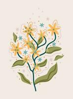 Floral bouquet in boho style. Vector isolated illustration.