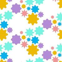 Cute abstract background of different colors. Flower and star in a modified shape and different colors, free. Decoration for gift wrapping paper, fabric, clothing, textiles, texture, scrapbook vector