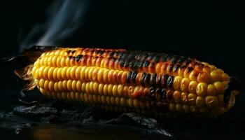 A la parrilla maíz en el mazorca, un sano vegetariano bocadillo al aire libre generado por ai foto