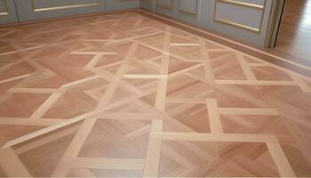 moderno madera dura piso diseño inspira futurista Departamento decoración ideas generado por ai foto