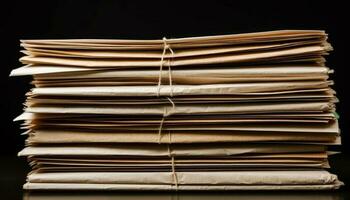 Antique correspondence file a stack of obsolete paperwork archives generated by AI photo