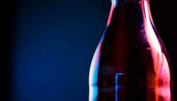 rojo vino torrencial dentro Copa de vino, creando mojado reflexión en vaso generado por ai foto