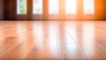 Bright hardwood flooring backdrop with abstract pattern and empty space generated by AI photo