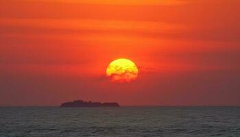 Silhouette of sailing ship on tranquil seascape at dusk generated by AI photo