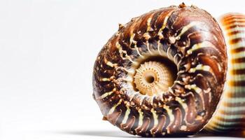 Beautiful collection of seashells, fossils, and aquatic life patterns generated by AI photo