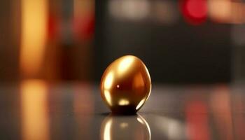Shiny gold sphere symbolizes success in finance and investment generated by AI photo