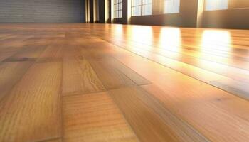 Modern hardwood flooring design brightens up empty domestic room generated by AI photo