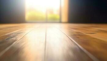 Sunset illuminates modern hardwood flooring in empty domestic room generated by AI photo