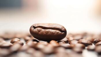 Freshly ground coffee bean heap in a scented coffee cup generated by AI photo