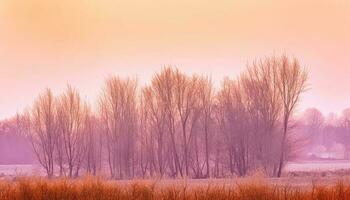 Idyllic rural scene tranquil sunset over multi colored meadow in autumn generated by AI photo