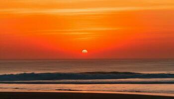 Vibrant sunset over tranquil water, a heaven on earth generated by AI photo