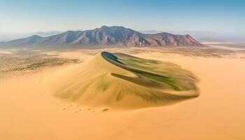 Majestic mountain range shapes idyllic landscape, surfboard rides tropical waves generated by AI photo