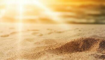 Sun kissed sand dunes create abstract beauty in tranquil landscape generated by AI photo