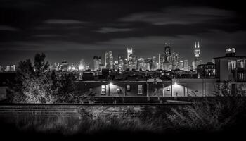 Silhouette skyline Alberta fuel and power generation industry illuminates city life generated by AI photo