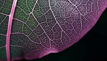 Vibrant leaf vein pattern showcases beauty in nature organic growth generated by AI photo