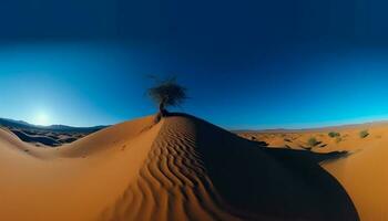 Solitude in majestic Africa tranquil wilderness, ripples on sand dunes generated by AI photo