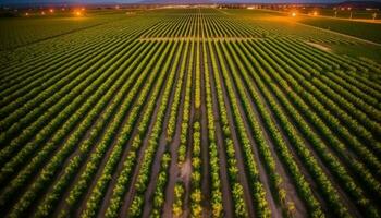 Healthy vineyard crop grows in rural scenery, perfect for winemaking generated by AI photo